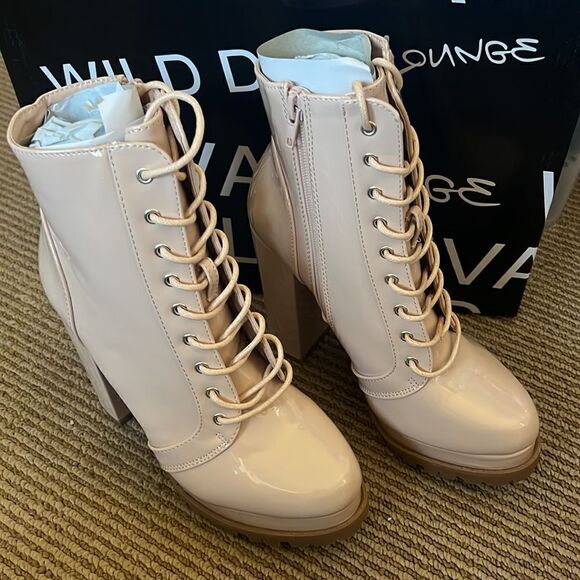 New Wild Diva Lounge block heel lug platform booties - Picture 2 of 8